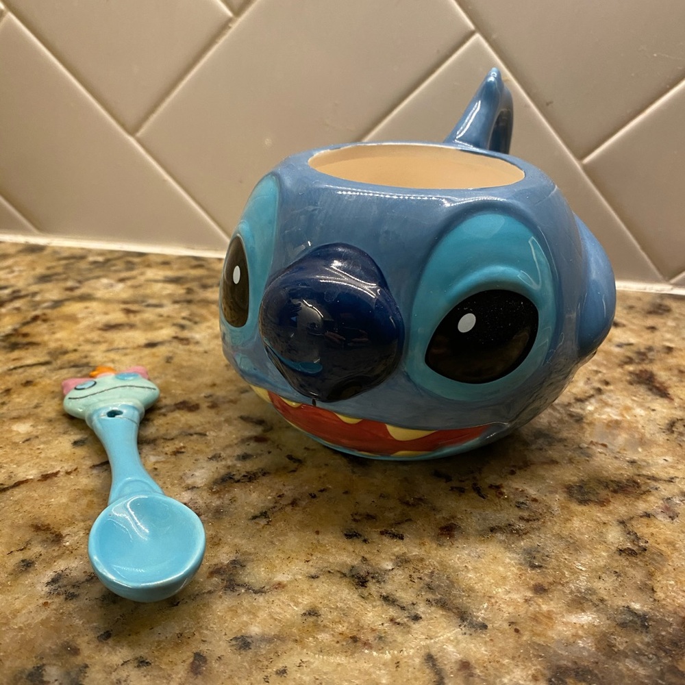 Disney Stitch coffee mug with spoon